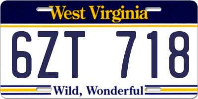 WV license plate 6ZT718
