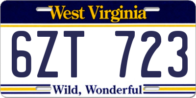 WV license plate 6ZT723