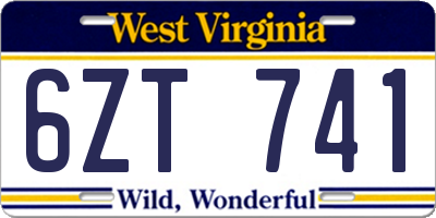 WV license plate 6ZT741