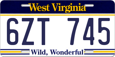 WV license plate 6ZT745