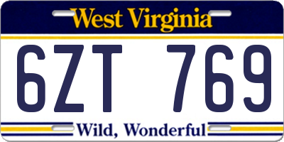 WV license plate 6ZT769