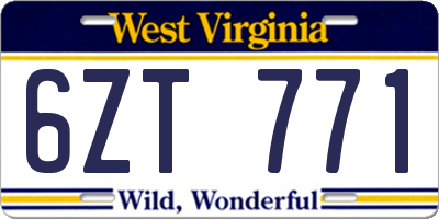 WV license plate 6ZT771
