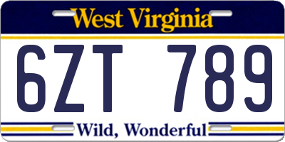 WV license plate 6ZT789
