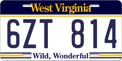 WV license plate 6ZT814