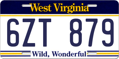 WV license plate 6ZT879