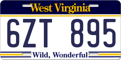 WV license plate 6ZT895