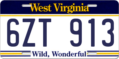 WV license plate 6ZT913