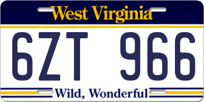 WV license plate 6ZT966