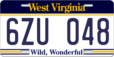 WV license plate 6ZU048
