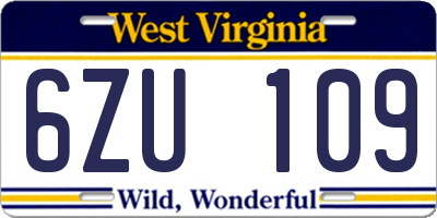 WV license plate 6ZU109