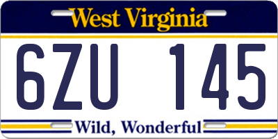 WV license plate 6ZU145