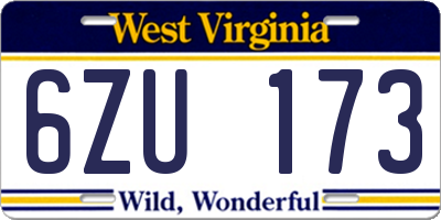 WV license plate 6ZU173