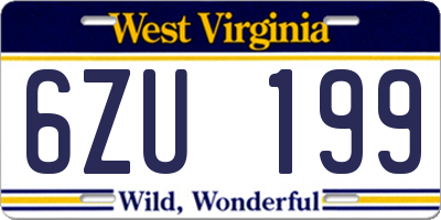 WV license plate 6ZU199