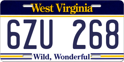 WV license plate 6ZU268