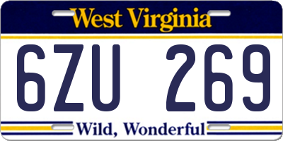 WV license plate 6ZU269