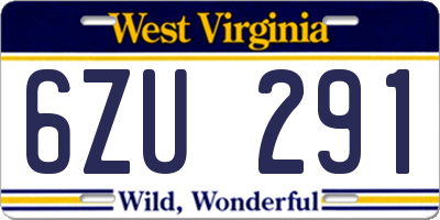 WV license plate 6ZU291