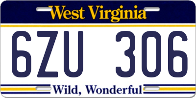 WV license plate 6ZU306
