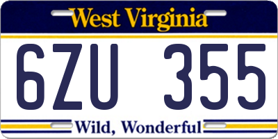 WV license plate 6ZU355