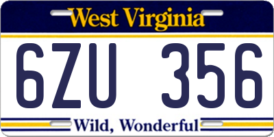 WV license plate 6ZU356