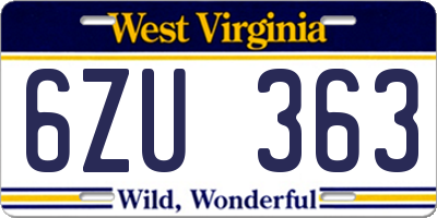 WV license plate 6ZU363