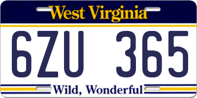 WV license plate 6ZU365