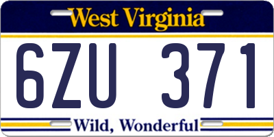 WV license plate 6ZU371