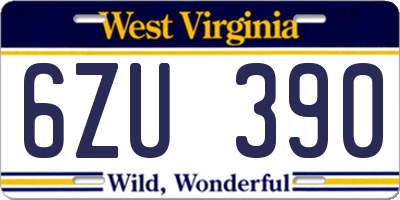 WV license plate 6ZU390