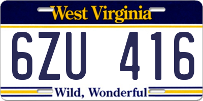 WV license plate 6ZU416