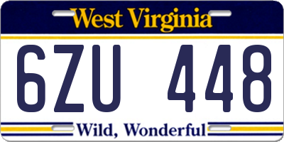 WV license plate 6ZU448