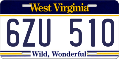 WV license plate 6ZU510