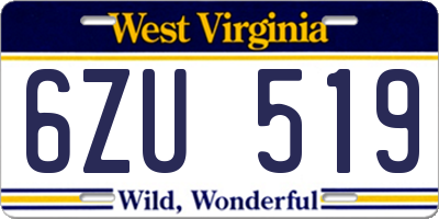 WV license plate 6ZU519