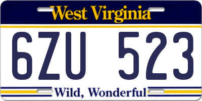 WV license plate 6ZU523