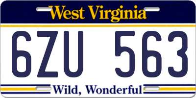 WV license plate 6ZU563