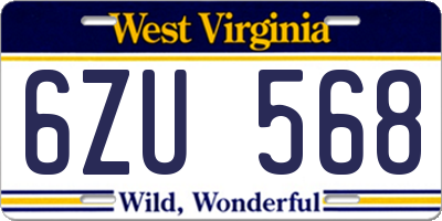 WV license plate 6ZU568