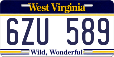WV license plate 6ZU589