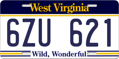 WV license plate 6ZU621