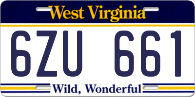 WV license plate 6ZU661