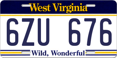 WV license plate 6ZU676