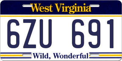 WV license plate 6ZU691
