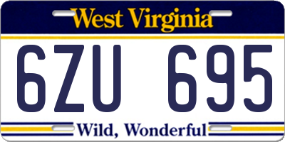 WV license plate 6ZU695