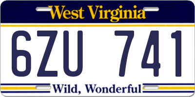 WV license plate 6ZU741