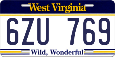 WV license plate 6ZU769