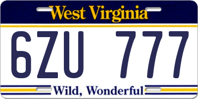 WV license plate 6ZU777