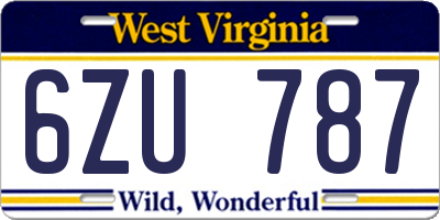 WV license plate 6ZU787