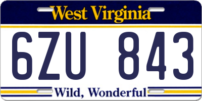 WV license plate 6ZU843