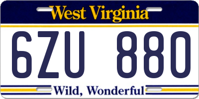WV license plate 6ZU880