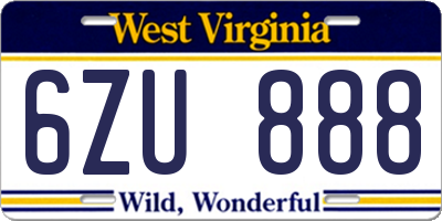 WV license plate 6ZU888