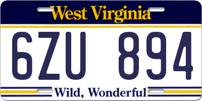WV license plate 6ZU894