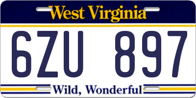 WV license plate 6ZU897