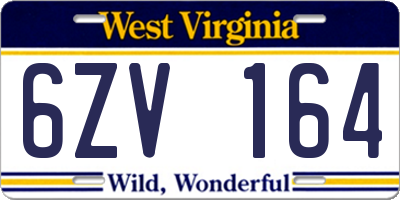 WV license plate 6ZV164